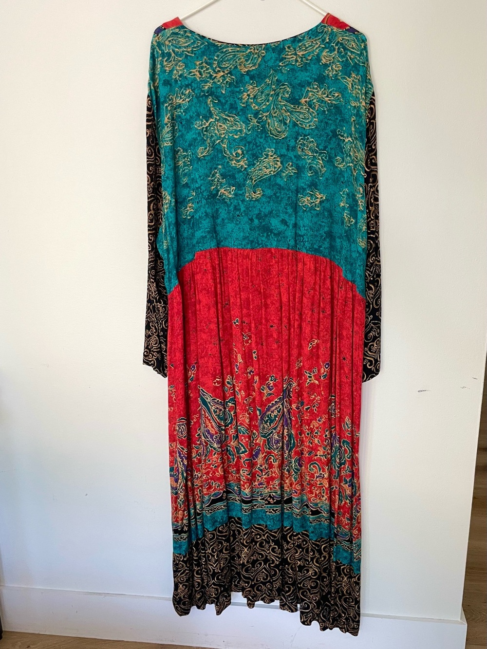 VTG Carole Little Folk House Dress Kaftan Prairie Plus Size 24 Crinkle Paisley - Picture 4 of 5